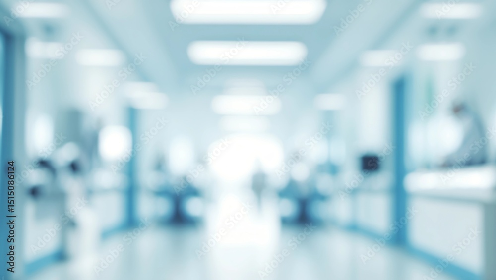 Fototapeta premium Blurred interior of hospital - abstract medical background