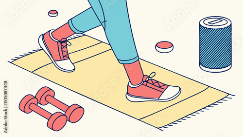 Generated AI Vector Illustration Smart Home Fitness & Wellness Routine