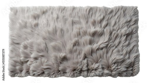 Soft gray faux fur rug with fluffy texture
