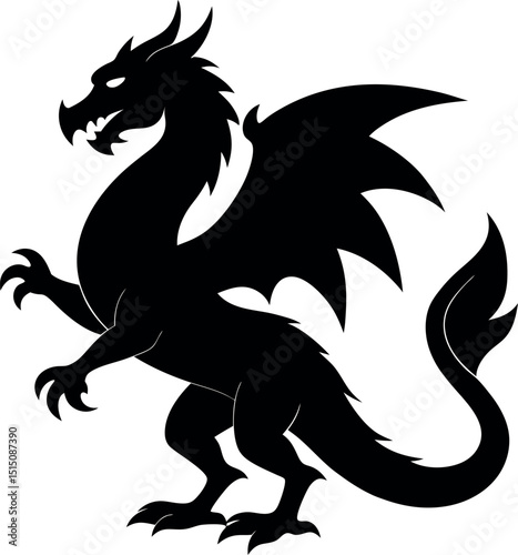 Legendary black dragon silhouette symbolizing strength and mystery power