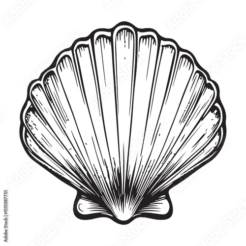 Seashell Silhouette Vector Black and White Ocean Shell Illustration for Beach Decor, Marine Life Graphics, Summer Crafts, and Coastal Design Projects