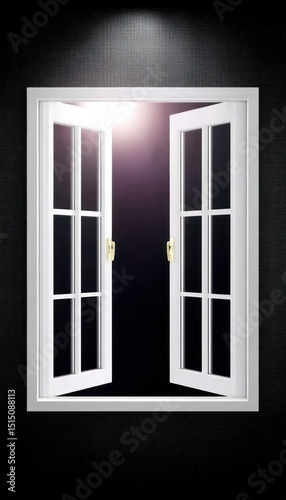 Open window on dark wall