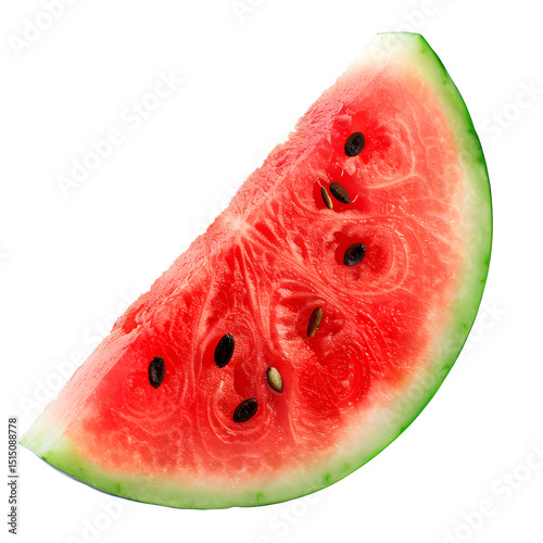 Fresh juicy watermelon slice on transparent background. Design element. Plants. Summer. semicircular watermelon slice.