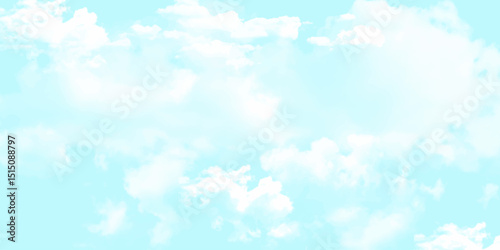 Blue sky with white cloud Vector cartoon nature background