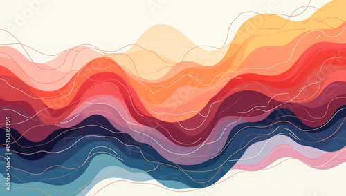 multicolored painted waves on a white background