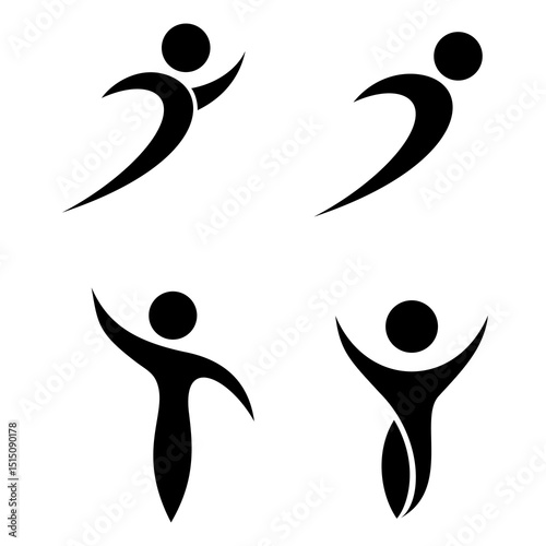 Abstract body shape silhouette icon set vector image,minimalist and simple design,isolated on white background,can be for sign,or stretching icon