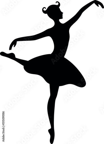 Silhouette of Ballerina Performing on Stage in Black Swan Role – Ballet Theater, Classical Dance, Artistic Expression, Performance Art, Elegance and Grace in Motion