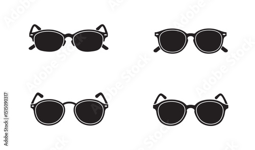 Black sunglasses collection different styles of eyewear for protection and fashion