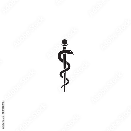 Rod of asclepius medical symbol healthcare and medicine black icon on white