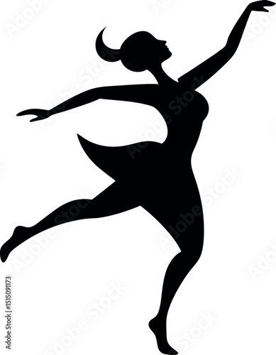 Ballet dancer silhouette performing grand jete leap in midair with elegant posture and flowing skirt illustration  Vector
