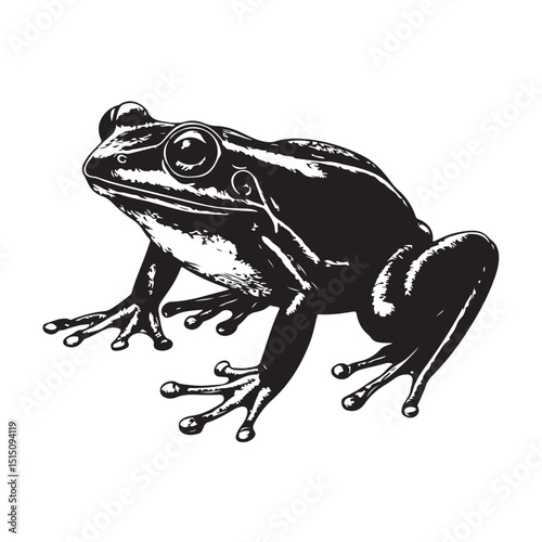 Leaping Frog Silhouette Vector Organic and Nature-Inspired Design for Forest Life Illustrations, Kids' Learning Materials, and Eco Art