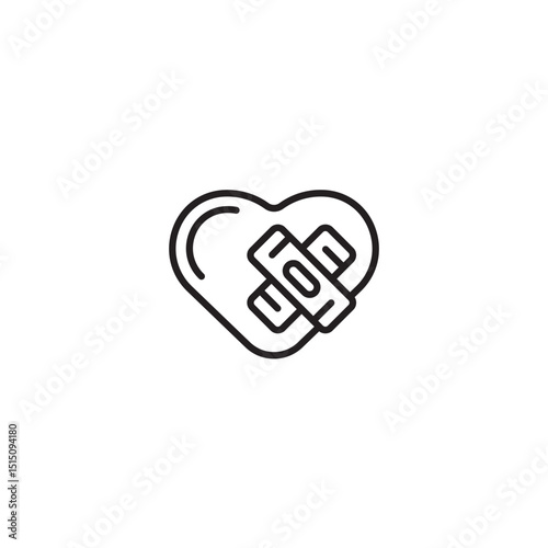 Broken heart mending conceptual design line art simple heartbreak and healing vector illustration