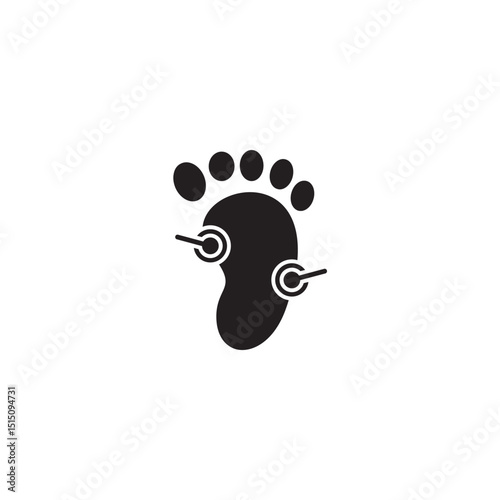 Foot reflexology chart black silhouette health wellness alternative therapy medical treatment