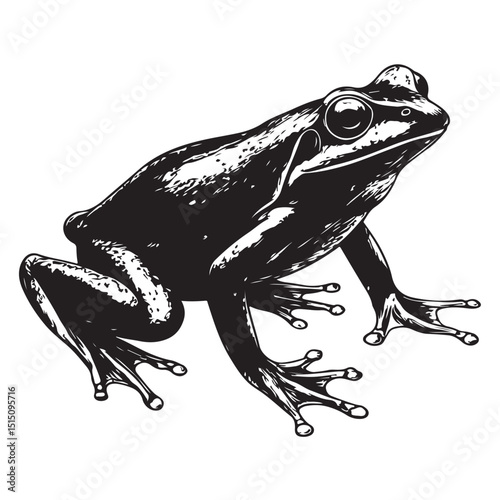 Stylized Frog Silhouette Artwork Clean Line Amphibian Vector Design for Eco-Friendly Products, Children's Books, and Outdoor Logos