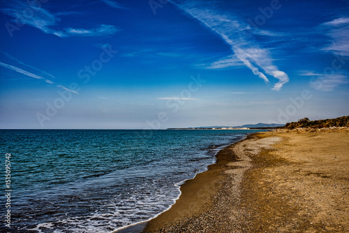 Panorama of the beach of the Cecina tombolo nature reserve Livorno Tuscany Italy photo