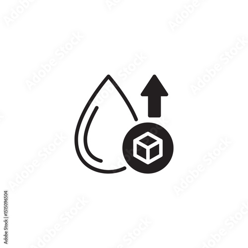 Increasing humidity levels with humidifier and directional arrow icon illustration