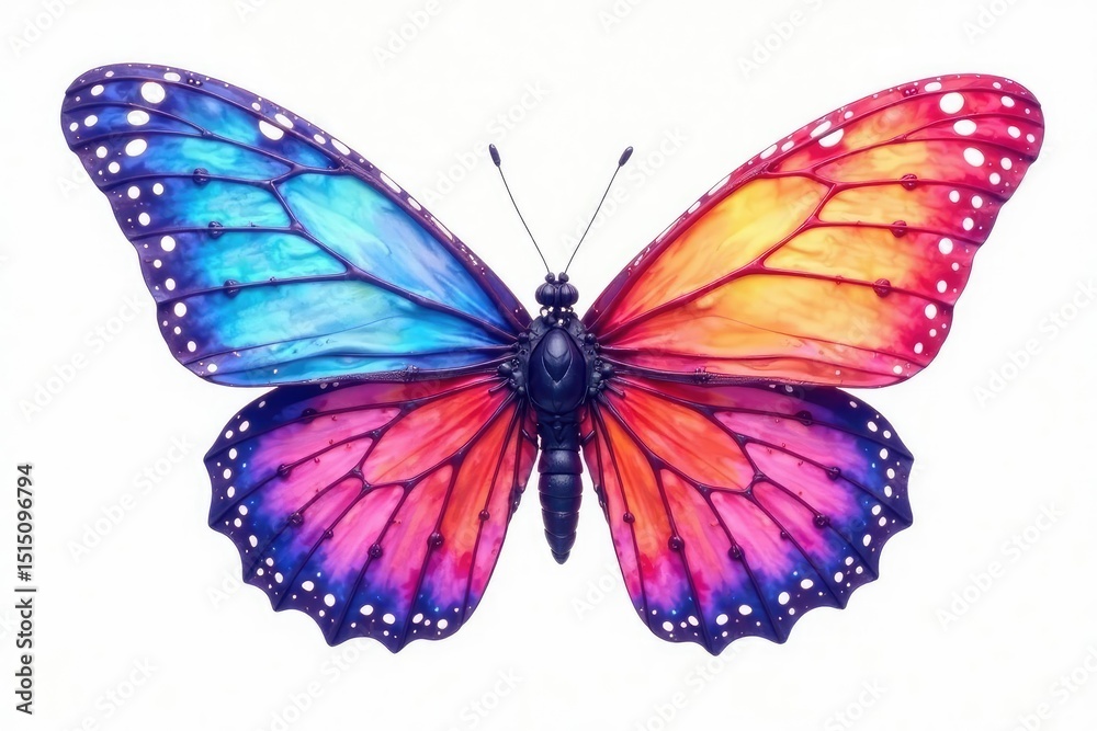 Fototapeta premium Single vibrant flap, isolated on pure white background, content, background, isolated