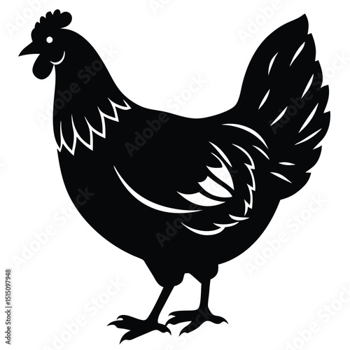 Black Silhouette Hen with Berry – Farm Animal Vector Art,
Chicken Feeding Scene with Nest – Vintage Farm Illustration,
Classic Hen Silhouette – Retro Poultry Artwork Design.
