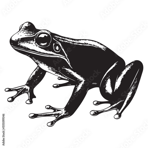 High-Quality Frog Silhouette Vector Black and White Amphibian Illustration Perfect for Nature, Wildlife, or Educational Design Projects