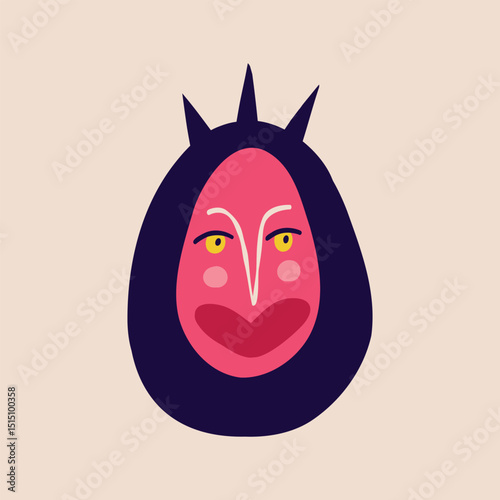 Cute funny character monster with funny smile face. Illustration in a modern childish hand-drawn style