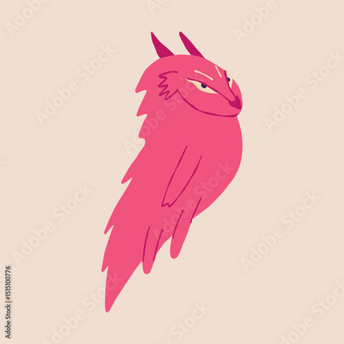 Quirky Funny dragon. Illustration in modern childish hand drawn style