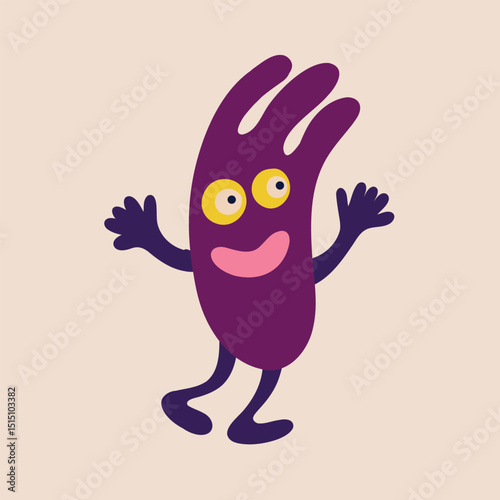 Cute funny character baby monster with funny smile face. Illustration in a modern childish hand-drawn style