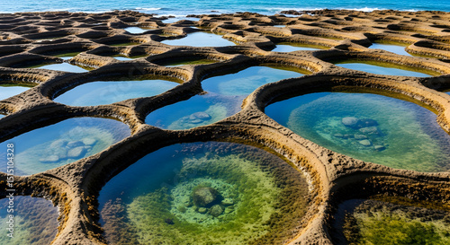 Eroded Coastal Rock Pools at Yehliu Geopark in Taiwan's Oceanic Scene