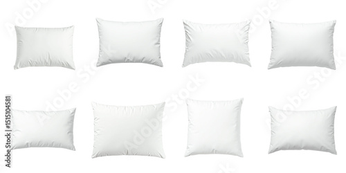 Wallpaper Mural Collection of Eight White Decorative Pillows on a transparent Background Featuring Varied Angles and Sizes Perfect for Home Decor and Design Projects Torontodigital.ca
