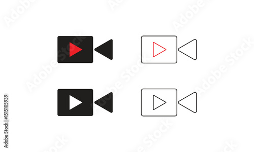 Video Camera Icons Art and Illustration. The icons are designed with clean, geometric shapes for optimal clarity and versatility.