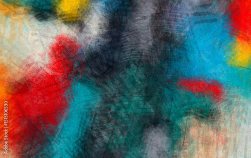 Wallpaper Mural Abstract art brush strokes color blending template background, canvas texture applied. Torontodigital.ca