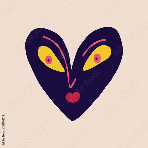 A cute quirky strange clockwork heart with a funny surprised face
