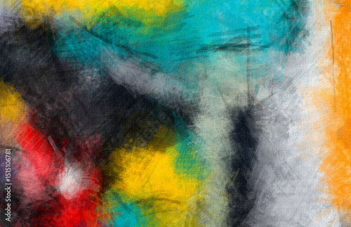 Wallpaper Mural Abstract art brush strokes color blending template background, canvas texture applied. Torontodigital.ca