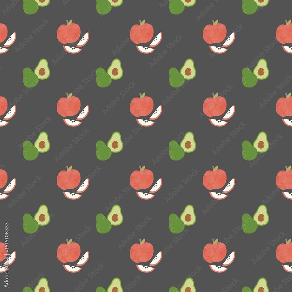 seamless pattern with apple and avocado seamless pattern with apple and avocado