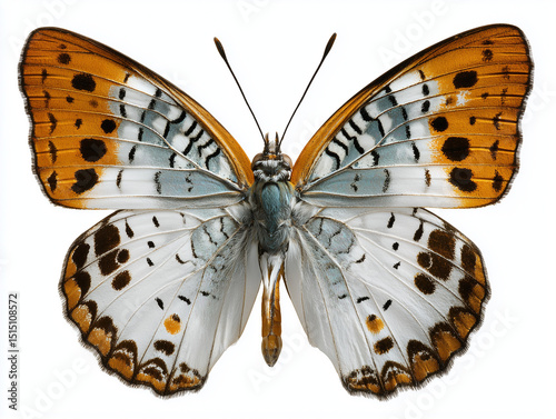 White and Orange Butterfly with Intricate Patterns 복잡한 무늬의 흰색과 주황색 나비 photo