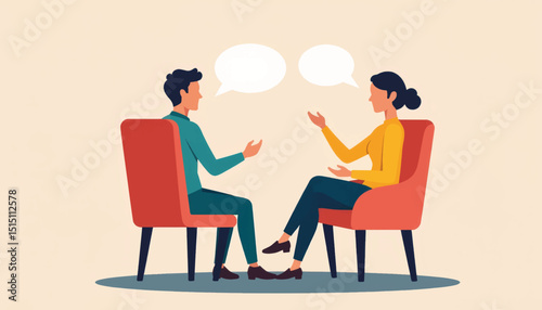 Couple having a serious conversation while sitting in chairs, communication