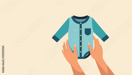 Gentle hands buttoning a baby shirt, nurturing care and love