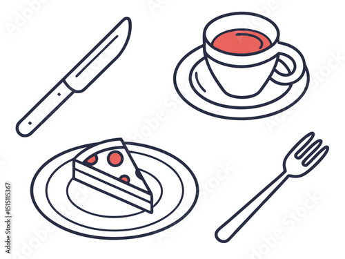 minimalist icon set representing food and drink essentials  
