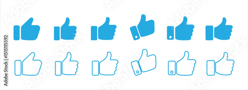 Red and Blue Thumbs Up and Down Icons – Like Dislike Buttons for Social Media Feedback. Victor illustration eps 10.