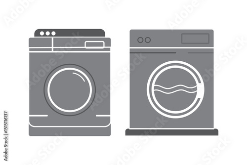 Washing machine icon vector illustration of a domestic laundry appliance for clean household clothes