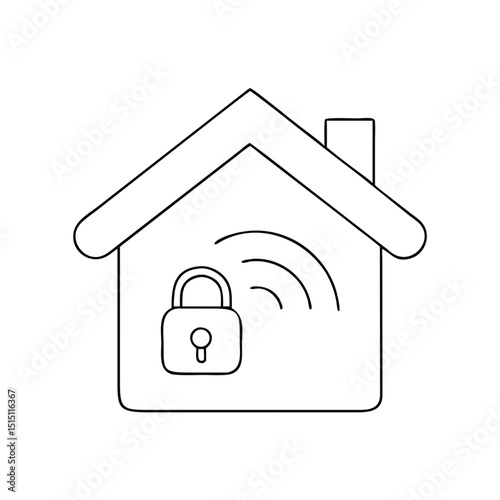 Smart home security icon in modern eco-friendly style -modern eco-friendly home 