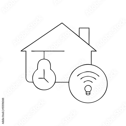 Smart home lighting schedules icon in modern eco-friendly style -modern eco-friendly home  - 2