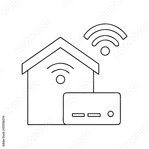 Modern eco-friendly house icon with smart home system and connectivity features 