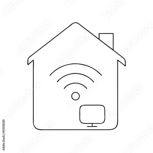 Modern eco-friendly house icon with smart home system design
