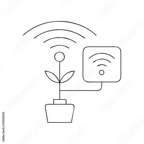 Modern eco-friendly house icon with smart irrigation system and plant monitoring -modern eco-friendly home 