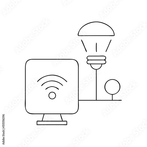 Modern eco-friendly house icon with smart lighting control system and outdoor lamp -modern eco-friendly home -2