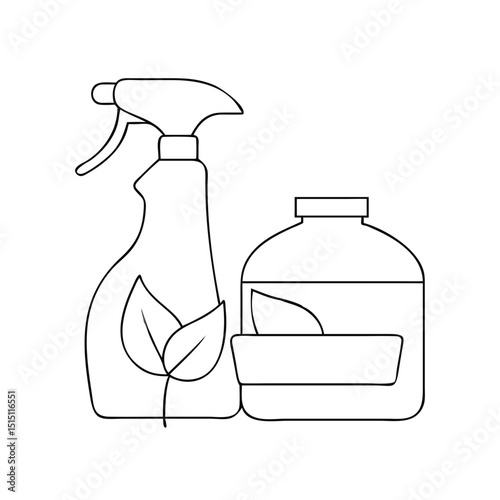 Eco-friendly cleaning supplies icon in modern eco-friendly style -modern eco-friendly home 