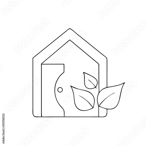 Eco-friendly home entryway icon in modern eco-friendly style -modern eco-friendly home  -2