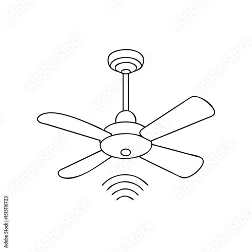 Smart ceiling fan icon, modern ecological house concept, featuring a ceiling fan with wireless control