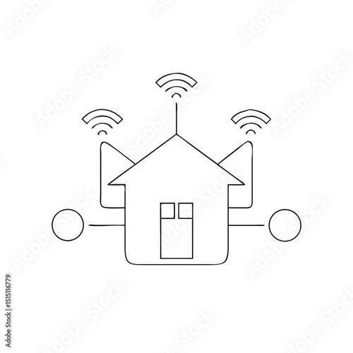 Smart home hub icon in modern eco-friendly style -modern eco-friendly home 