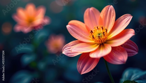 Abstract late-blooming flower, intricate detail, late autumn, botanical illustration